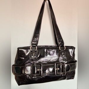 Diverso Italy black shiny faux leather shoulder bag